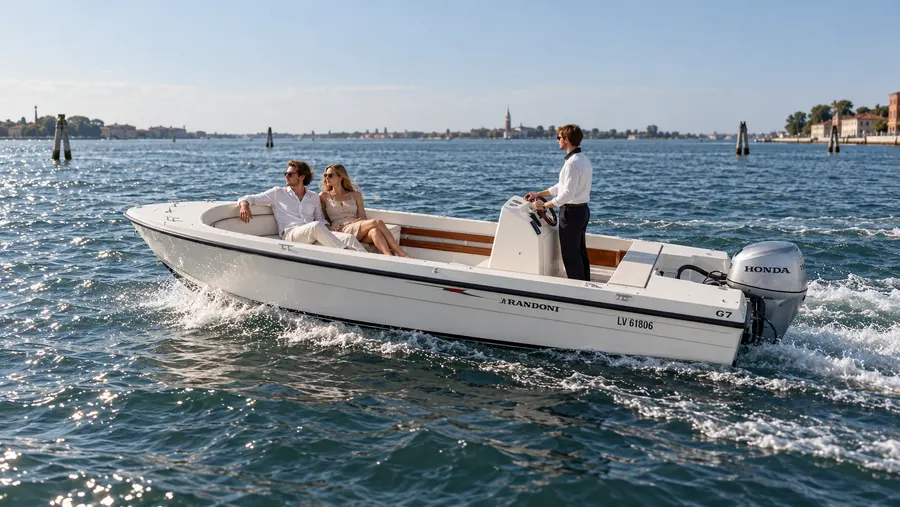Boat cruising to Murano and Burano in the northern lagoon