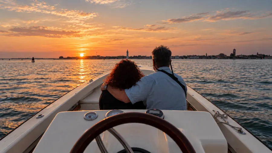 Sunset aperitivo on board during a lagoon cruise