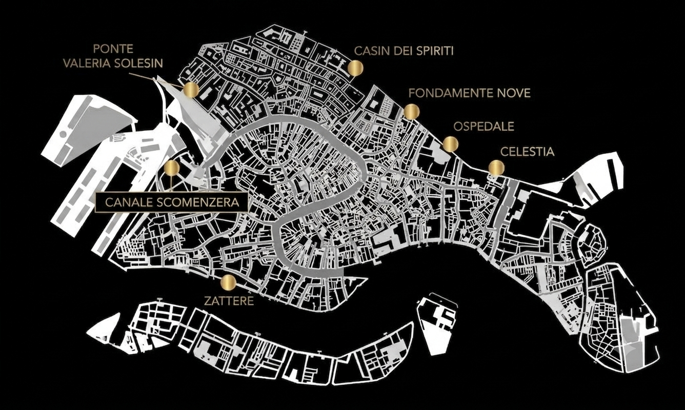 Mappa dei punti di pick-up per i tour Indigo a Venezia